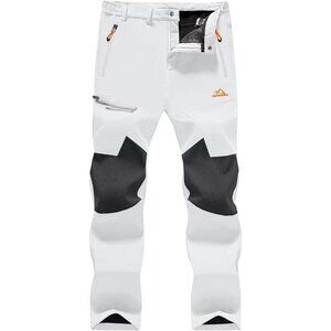 Men Winter Pants Fleece Lined Ski Snow Pants Water Resistant 4 Zip Pockets Pants
